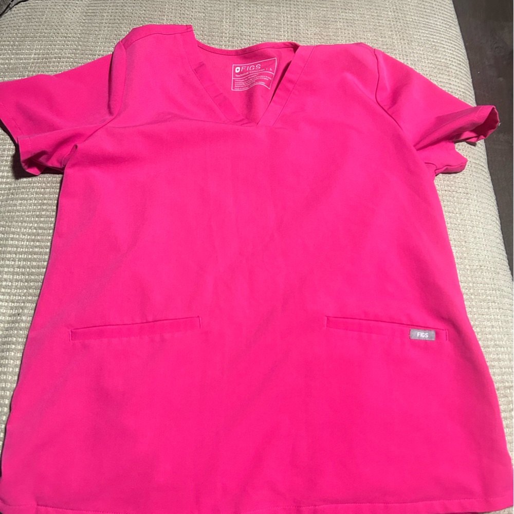 Figs Women's Hot Pink V-Neck Scrub Top